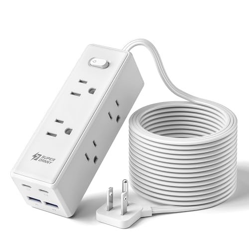 10 Ft Extension Cord with Multiple Outlets, Long Extension with 6 Outlets 4 USB Ports(2 USB C), Flat Plug Surge Protector Power Strip for Home, Office Supplies, Dorm Essentials | Amazon (US)