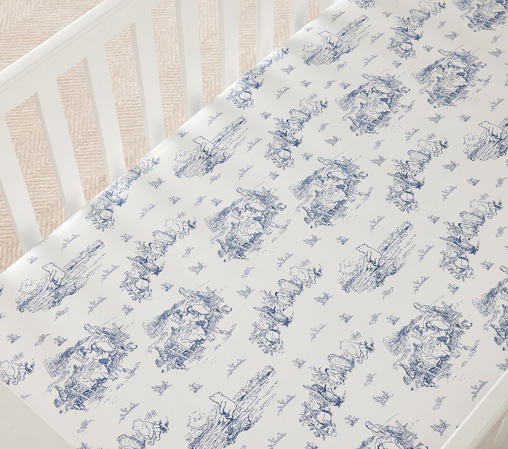 Disney's Winnie the Pooh Organic Toile Crib Fitted Sheet | Pottery Barn Kids