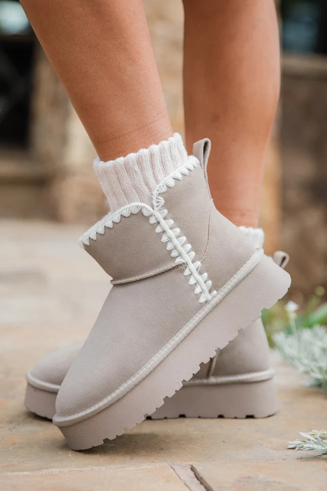 Helen Grey Embroidered Boots DOORBUSTER | Pink Lily