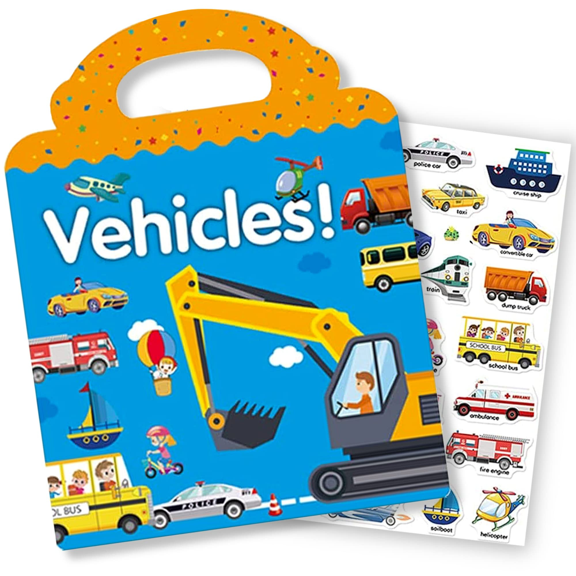 Reusable Sticker Book for Kids, Vehicles Truck Stickers Educational Learning Toys Travel Stickers... | Amazon (US)