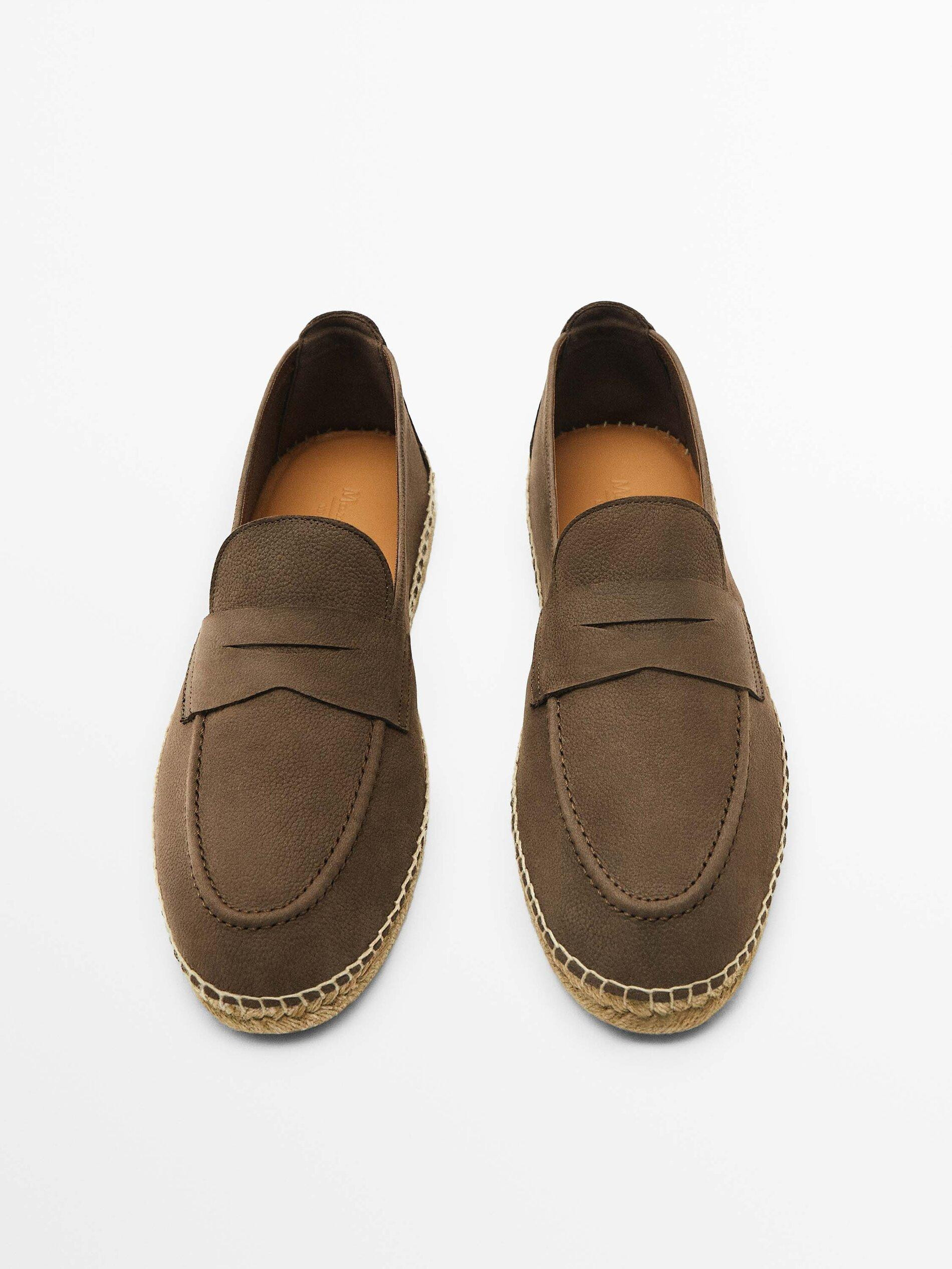 Espadrilles mit Loafer-Detail aus Nubukleder | Massimo Dutti DE
