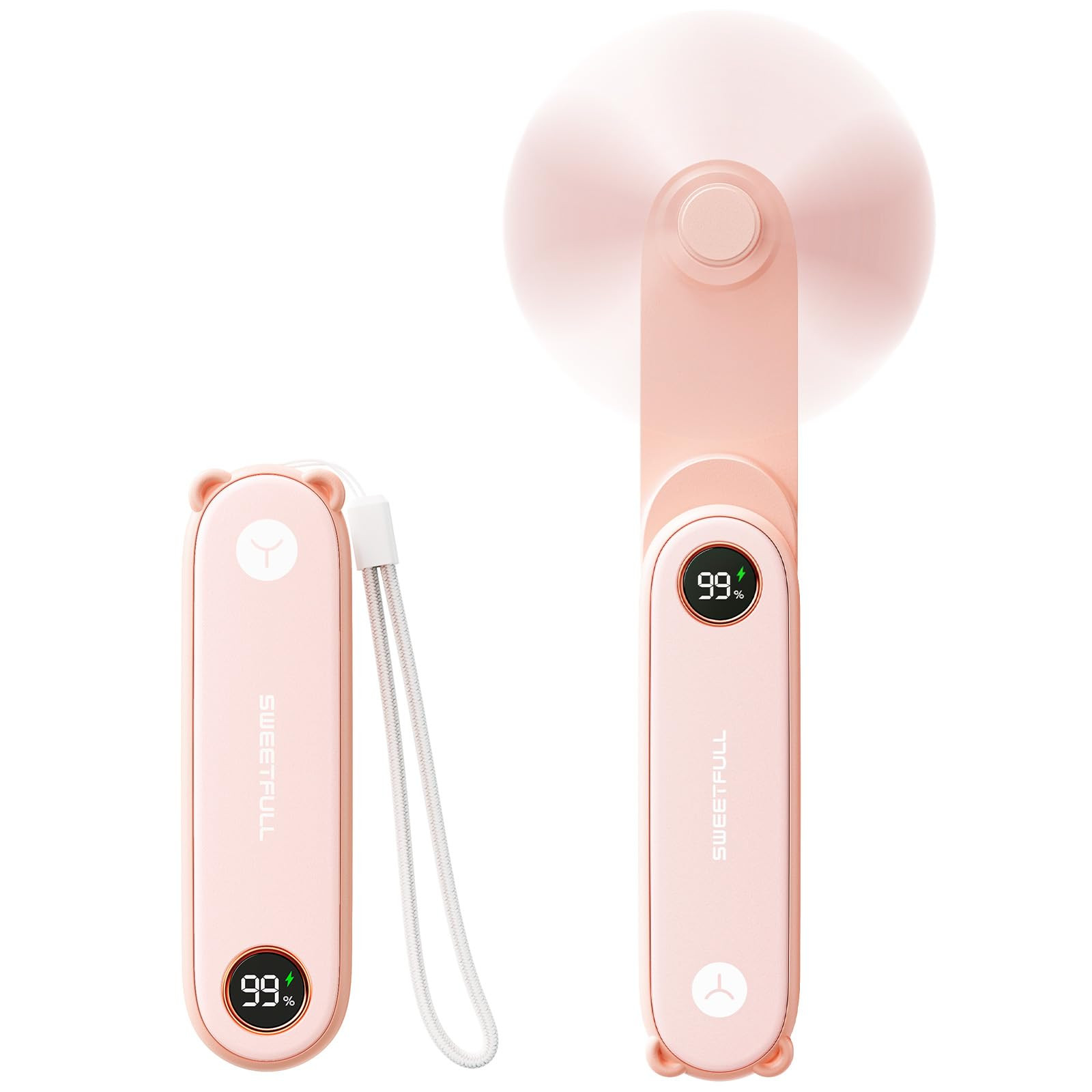 SWEETFULL Portable Handheld Mini Fan with LED Display, 3-in-1 Personal Foldable USB Rechargeable ... | Amazon (US)