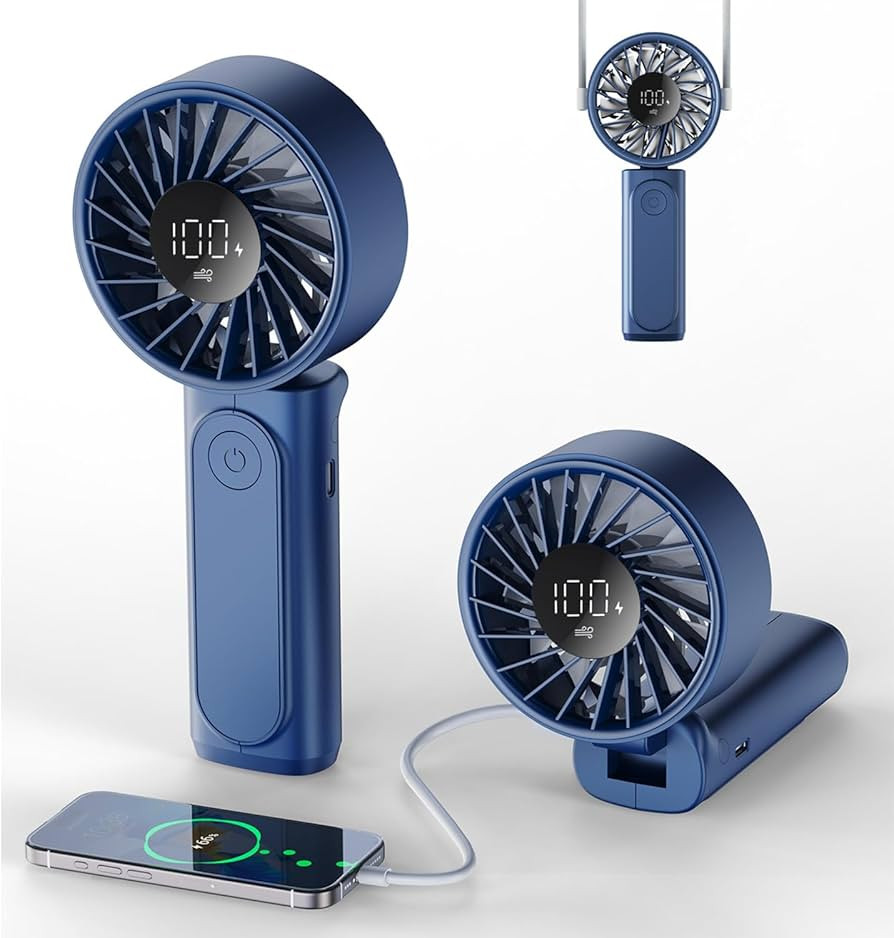 Handheld Fan, Portable Fan, 4000mAh Rechargeable Personal Fan, 180° Foldable Mini Desk Fan with ... | Amazon (US)