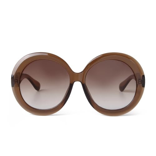ADE WU Oversized Round Sunglasses for Women Vintage 60s 70s Big Frame Circle Shades UV 400 Protection Sun Glasses Trendy Brown/Brown Gradient Lenses | Amazon (US)