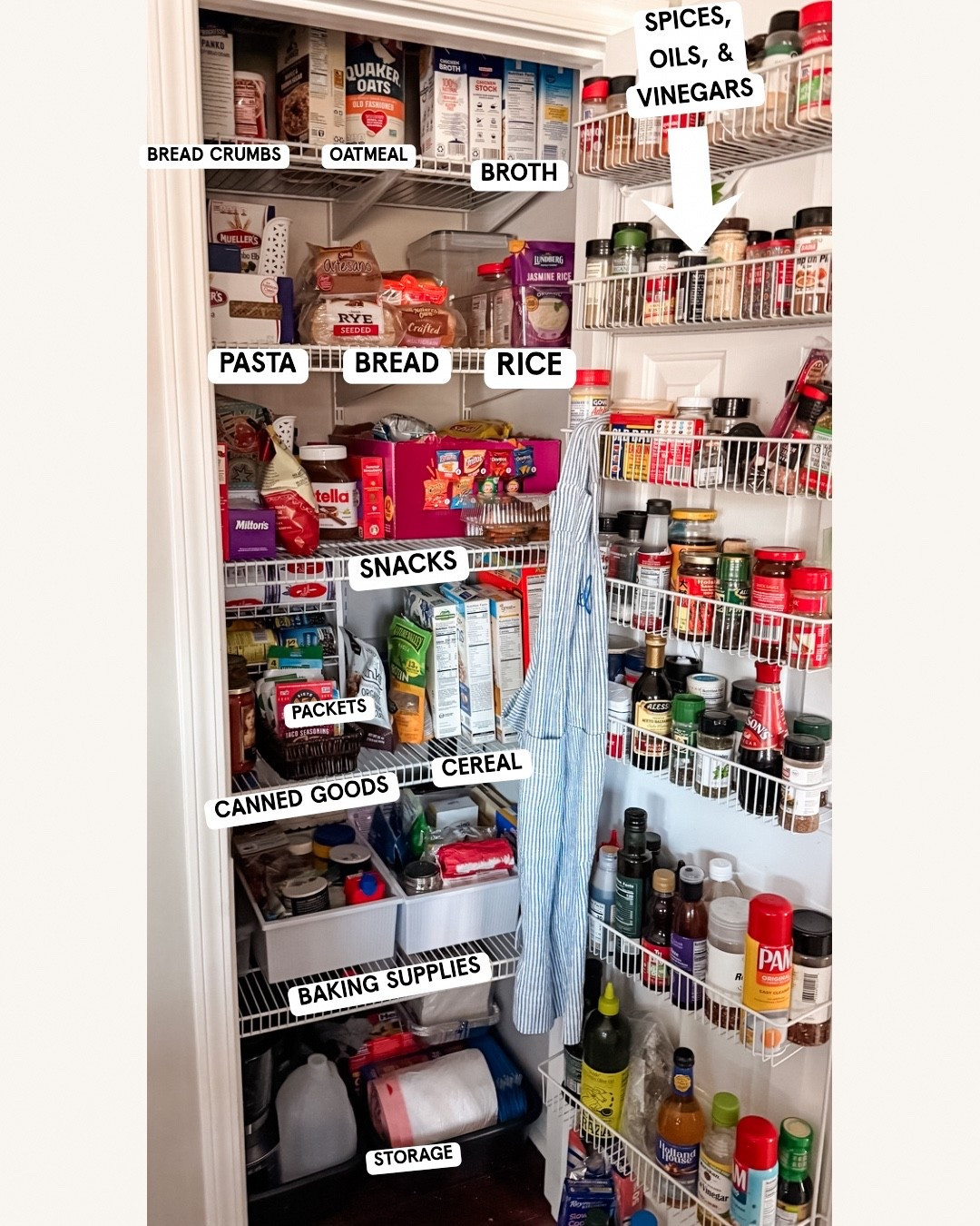 Still hanging out here cleaning and cooking 🤷🏼‍♀️
Our house was never built with a decent-sized pantry, so years ago hubby gutted it and built deep shelves from floor to ceiling. It doesn’t look huge, but it holds a TON. There’s even a top shelf that you can’t see for emergency food.

It took me all weekend, but I finally went through everything, tossed expired items, and reorganized from scratch. I added a few organizing baskets and a can organizer and wow…I regret not buying one sooner. It saves so much space and lets you see every single can at once.

I still need to finish the door today. That’s where I keep spices, oils, and vinegars and it actually works really well.

I didn’t label everything in real life because it felt a little tacky, but I did send a labeled photo to my family so they know where things go. Fingers crossed this means I don’t have to do this again until next January 🤞🏻
#organization #pantry #stayingbusy

#LTKHome #LTKmomlife #LTKfoodie