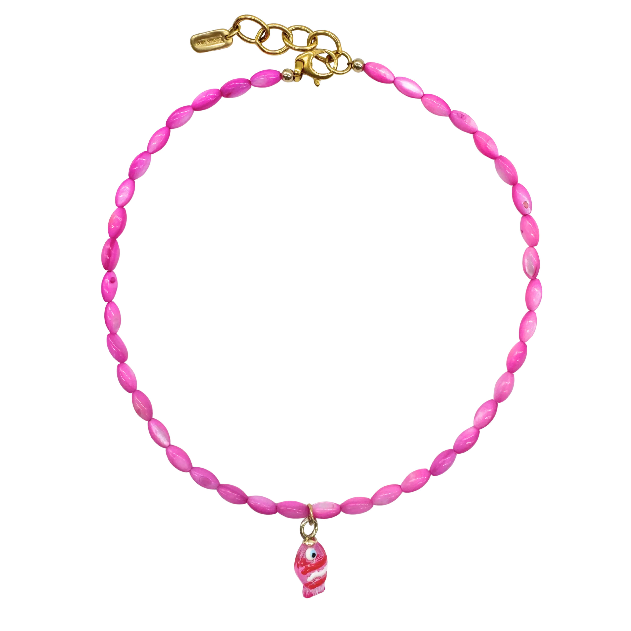 Pink Striped Fish Beaded Necklace | Logan Tay
