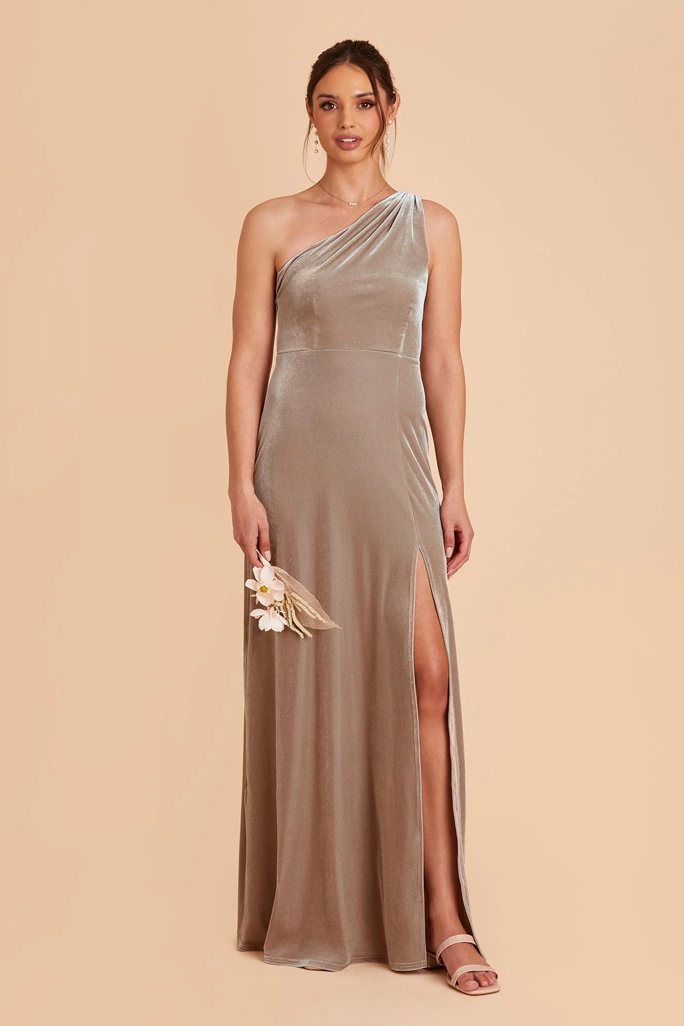 Kira Velvet Dress - Taupe | Birdy Grey