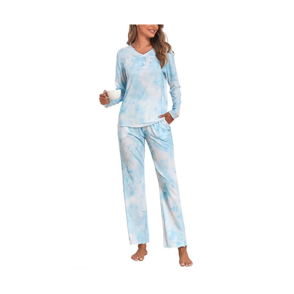 Women's Pajama Set Tie Dye Two Piece Long Sleeve Tops and Pants Sleepwear Soft Loungewear Pjs | Target