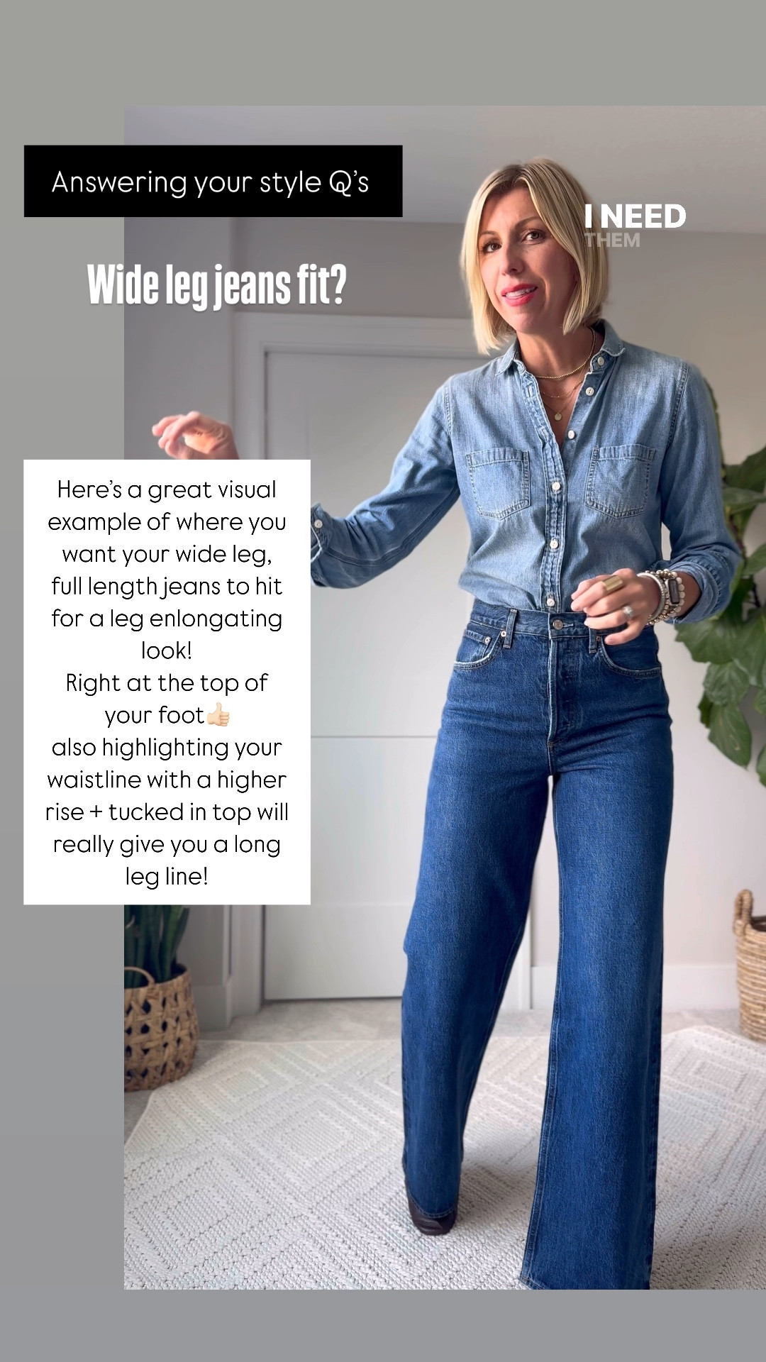 How wide leg jeans should fit! Ideally you want them to hit right at the top of the foot so wear with flats, sneakers or boots 

#LTKOver40 #LTKVideo #LTKStyleTip