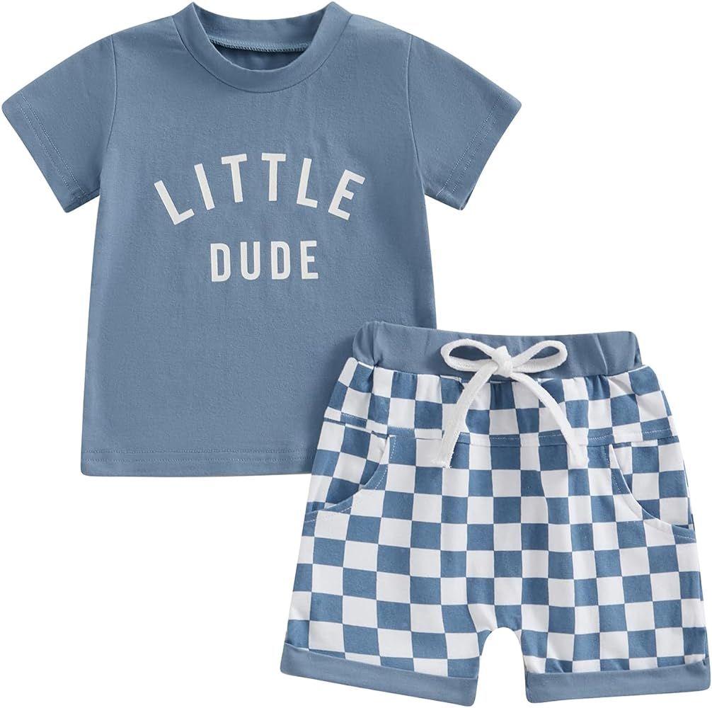 Murnouche 2Pcs Toddler Baby Boy Summer Clothes Letter T Shirt Casual Shorts Set | Amazon (US)