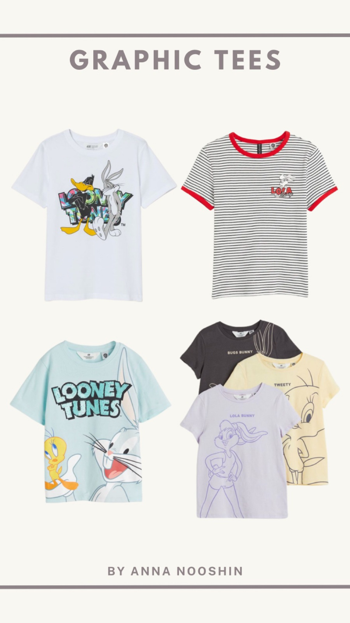 H&M kids Looney tunes graphic tees ✨

outfit inspiration, printed t-shirt, set of T-shirts, Netherlands. 

#LTKkids #LTKeurope #LTKstyletip