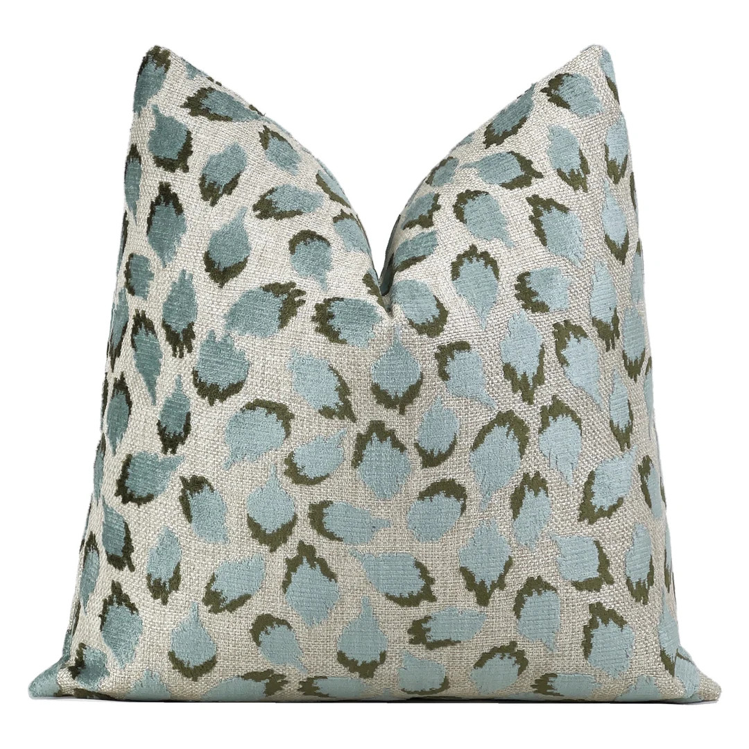 Aqua Green Velvet Pillow Cover | Ocelot Designer Velvet Throw Pillow Cover 18x18, 20x20, 22x22, 2... | Etsy (US)