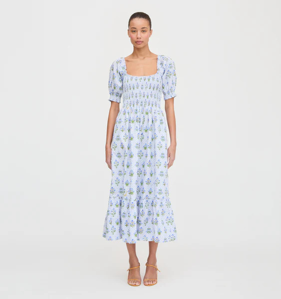 The Louisa Nap Dress - Blue Block Print | Hill House Home US