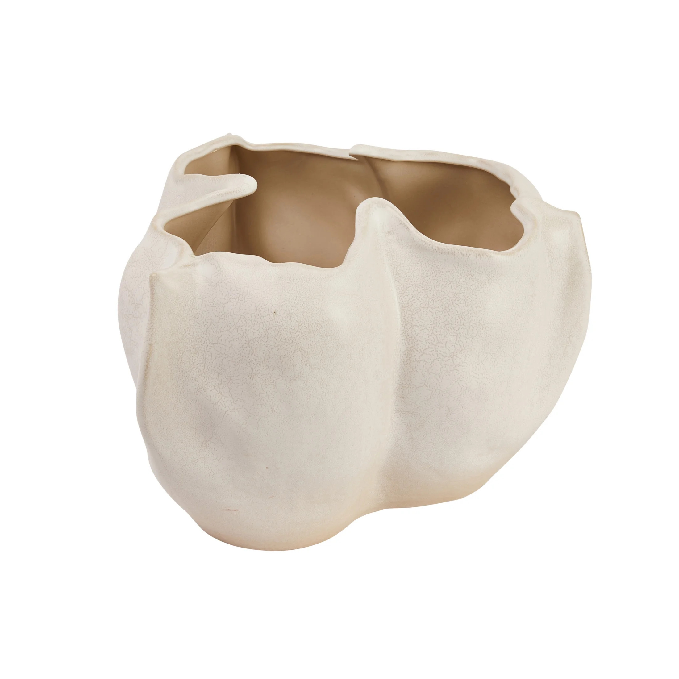 Bloomingville Decorative Organically Shaped Stoneware Planter, Matte Cream | Walmart (US)
