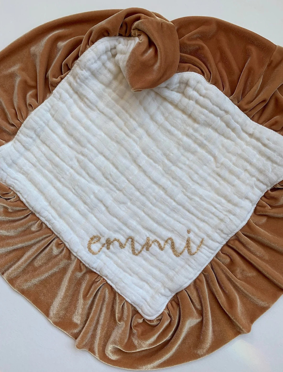 Loveys 6 Layer Muslin Velvet Trim With Personalized Hand Embroidered Name ~ Baby Lovey ~ Nursery ... | Etsy (US)
