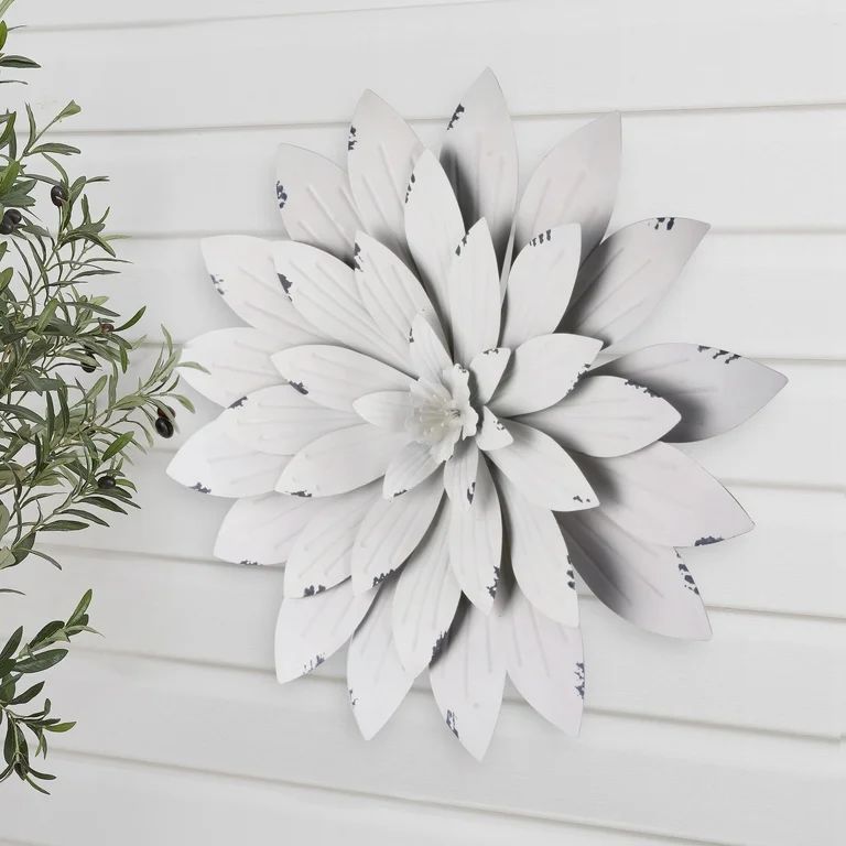 Better Homes & Gardens White Metal Jasmine Outdoor Wall Art - Walmart.com | Walmart (US)