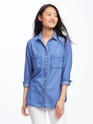 Chambray Boyfriend Shirt for Women | Old Navy US