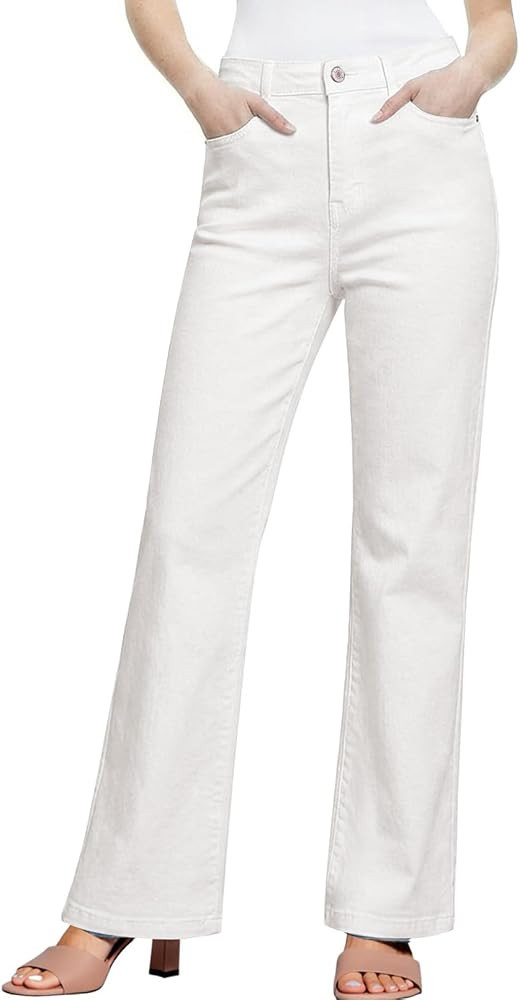 Sidefeel Women's Wide Leg Jeans High Waisted Tummy Control Stretchy Straight Leg Elastic Waist Tr... | Amazon (US)