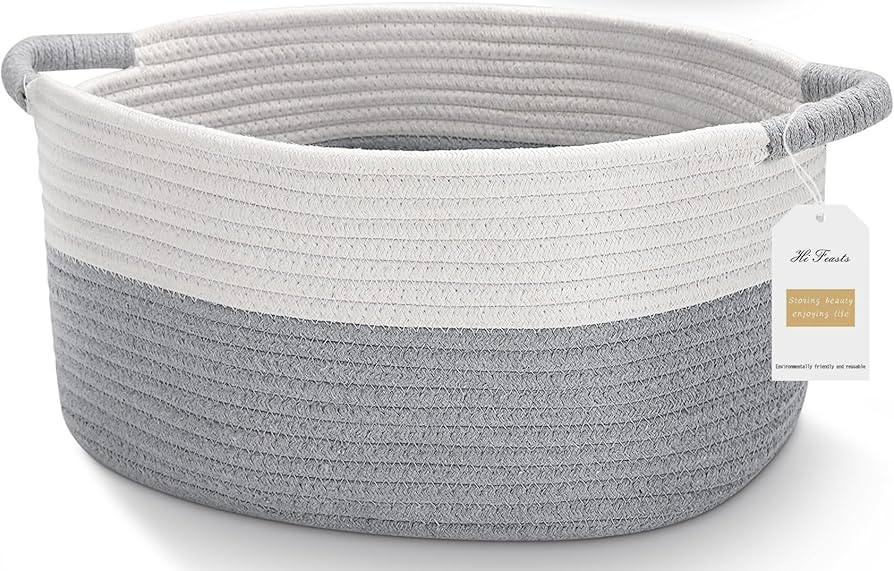 Medium Rope Basket with Handles, Medium Storage Basket, 17 "L x 12.5" W x 8.5 "H, Home Decor Bask... | Amazon (US)