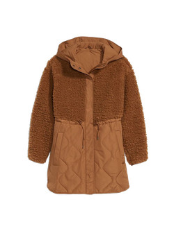 Hooded Sherpa Quilted Hybrid Coat for Women | Old Navy (US)