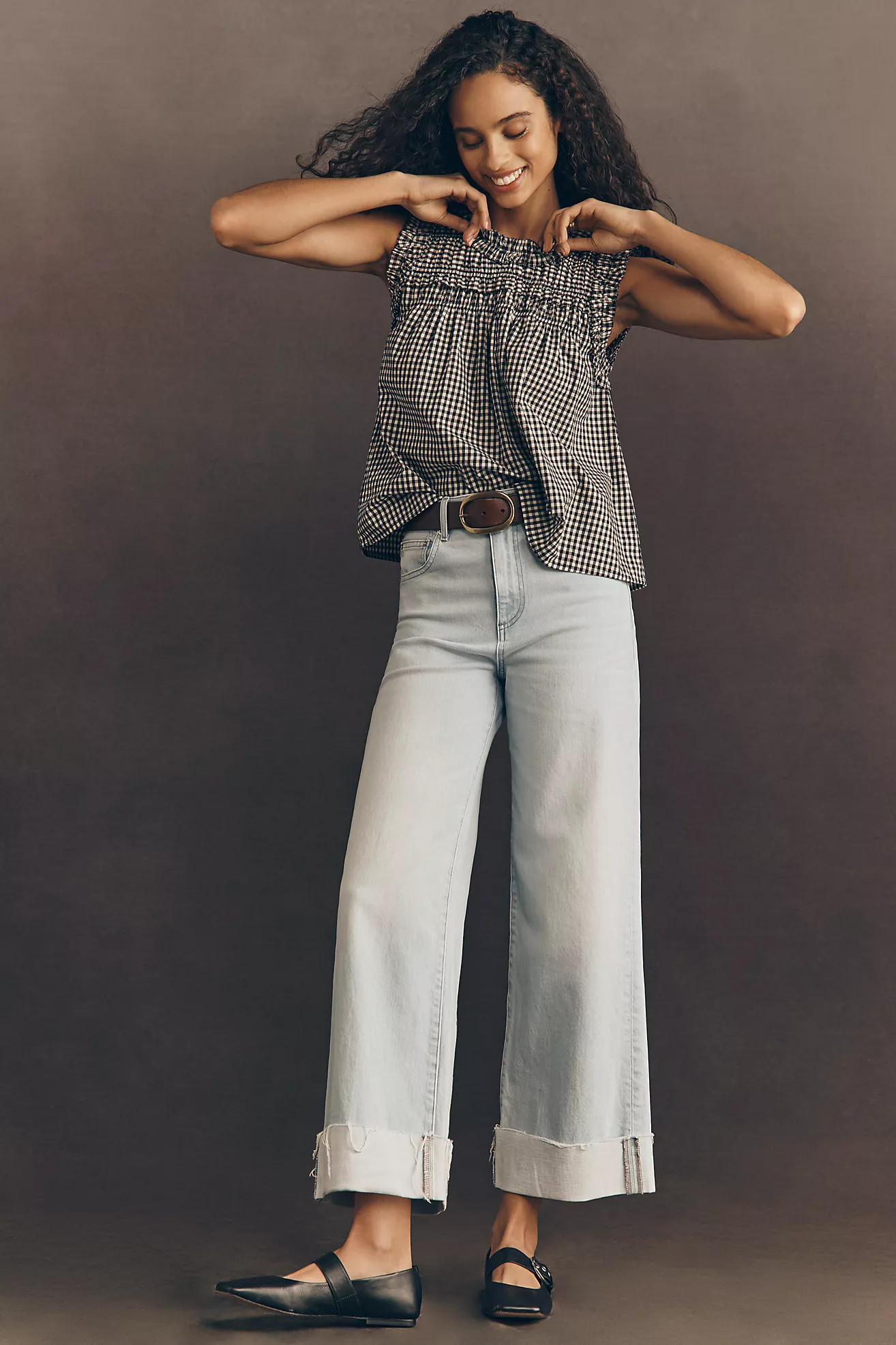 LE JEAN Column High-Rise Wide-Leg Cuffed Jeans | Anthropologie (US)