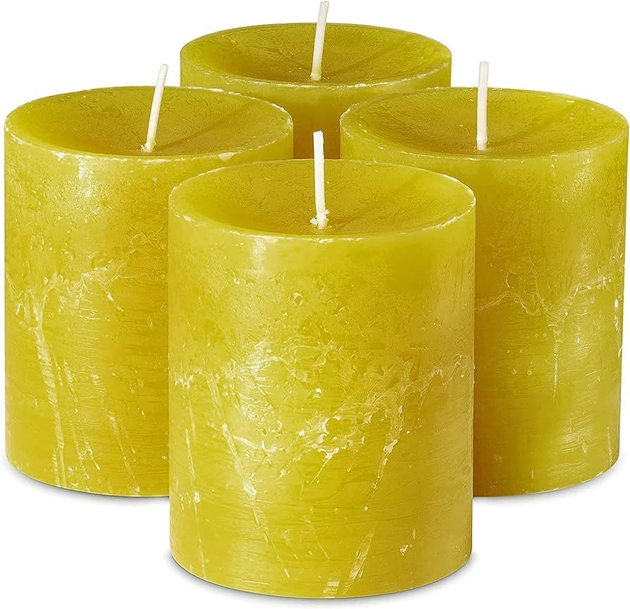 SPAAS Rustic Yellow Pillar Candles - 2.7" X 3" Decorative Candles Set of 4 - Clean Burning and Dr... | Amazon (US)