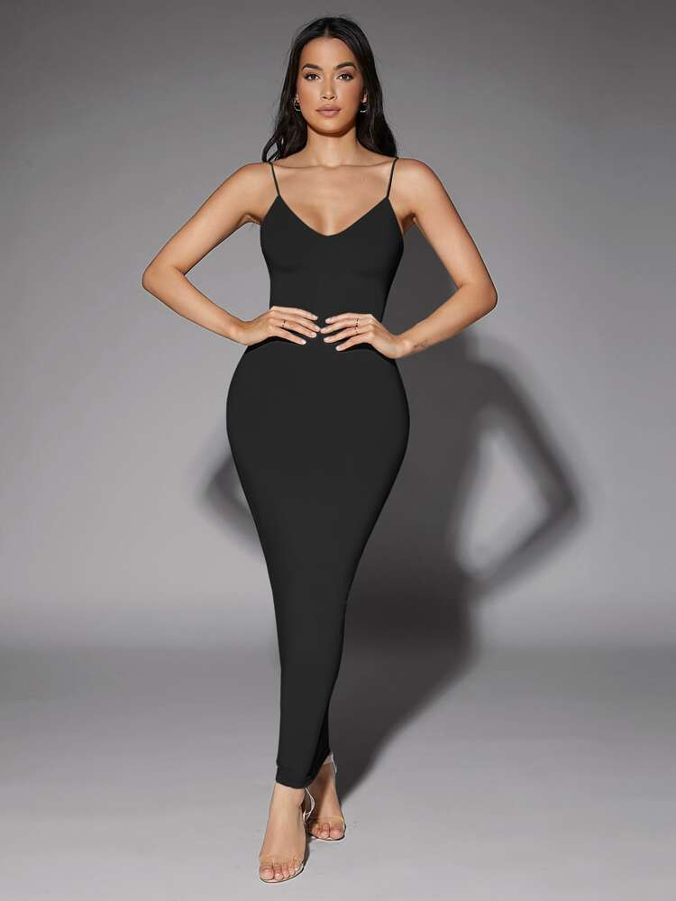 SHEIN BAE Solid Backless Bodycon Dress | SHEIN