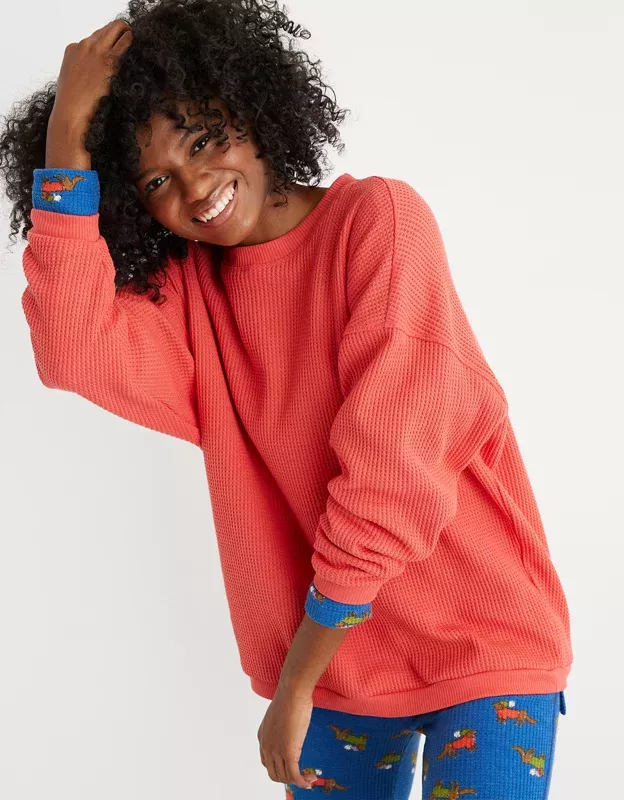 Aerie waffle best sale fleece oversized sweatshirt