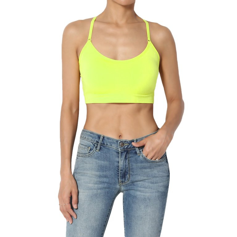 TheMogan Women's PLUS Removable Pad Cross Back Spaghetti Strap Bra Top Crop Cami - Walmart.com | Walmart (US)
