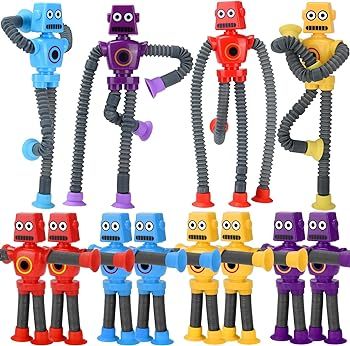12 Pack Telescopic Suction Cup Robot Toy,Sensory Pop Tubes for Toddlers, Educational Fidget Toys ... | Amazon (US)
