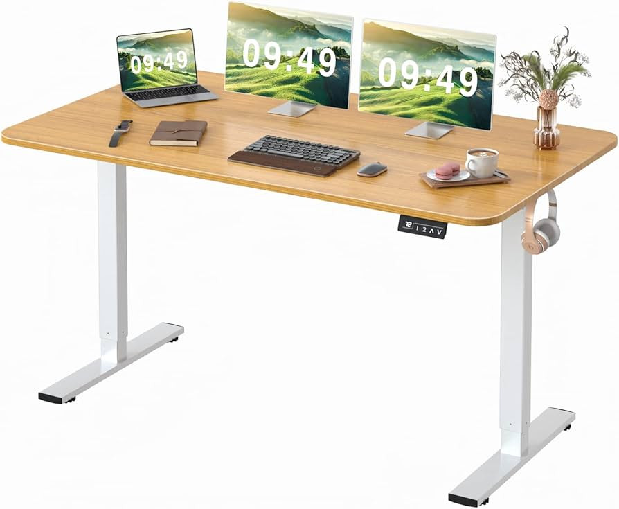 Furmax Electric Height Adjustable Standing Desk Large 55 x 24 Inches Sit Stand up Desk Home Offic... | Amazon (US)