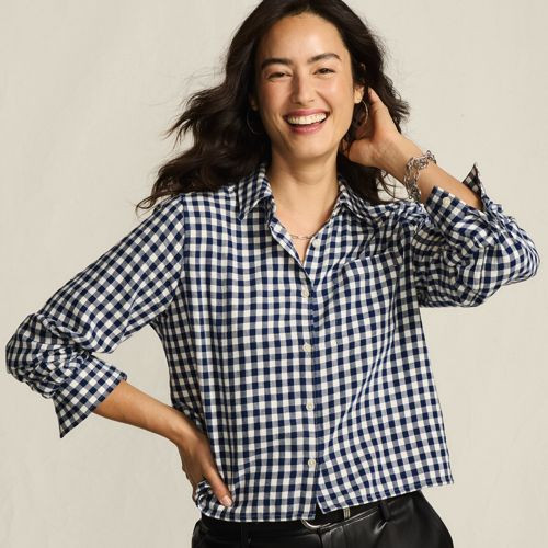 Women's Cropped Flannel Shirt | Lands' End (US)