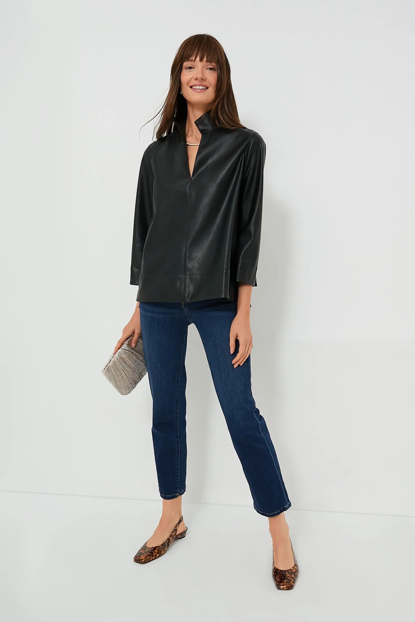 Black Leather Margot Top | Tuckernuck (US)