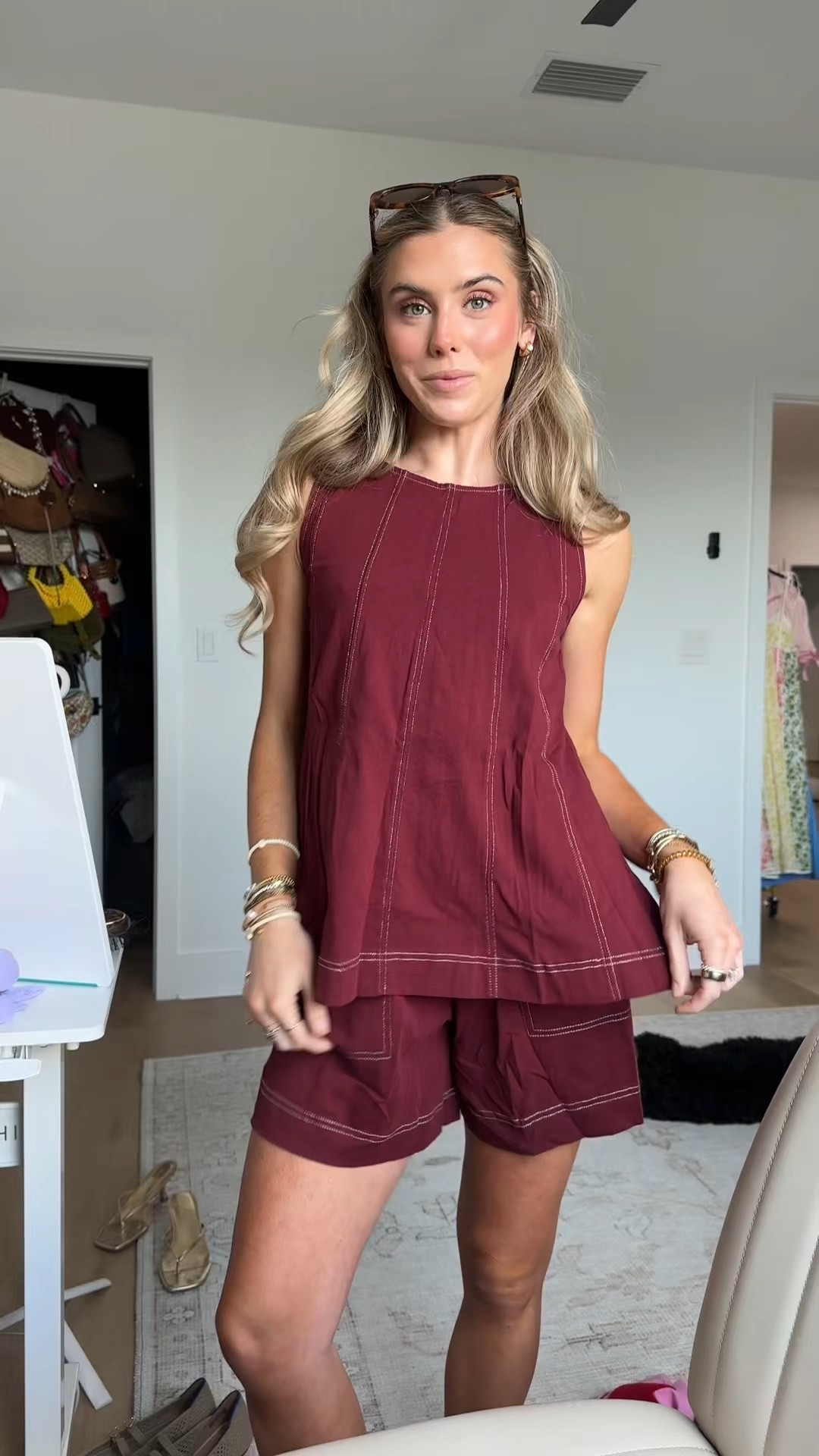 Amazon size XS Gozoloma Womens 2 Piece Outfits Sleeveless Matching Sets A Line Tank Tops Contrast Stitching High Waist Shorts with Pockets

#LTKootd #LTKSeasonal #LTKSaleAlert