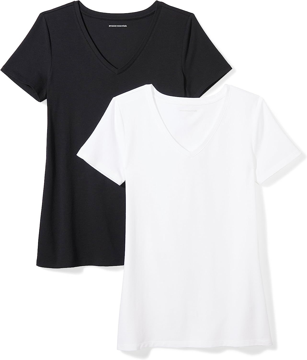 Amazon Essentials Women's 2-Pack Classic-Fit Short-Sleeve V-Neck T-Shirt | Amazon (US)