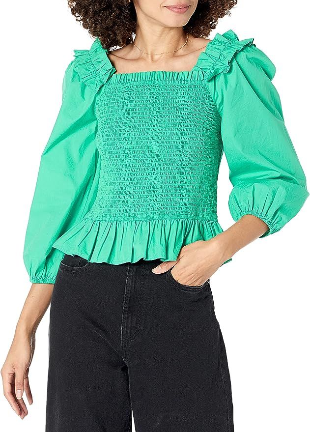 The Drop Women's Marisol Long-Sleeve Ruffle Smocked Top | Amazon (US)