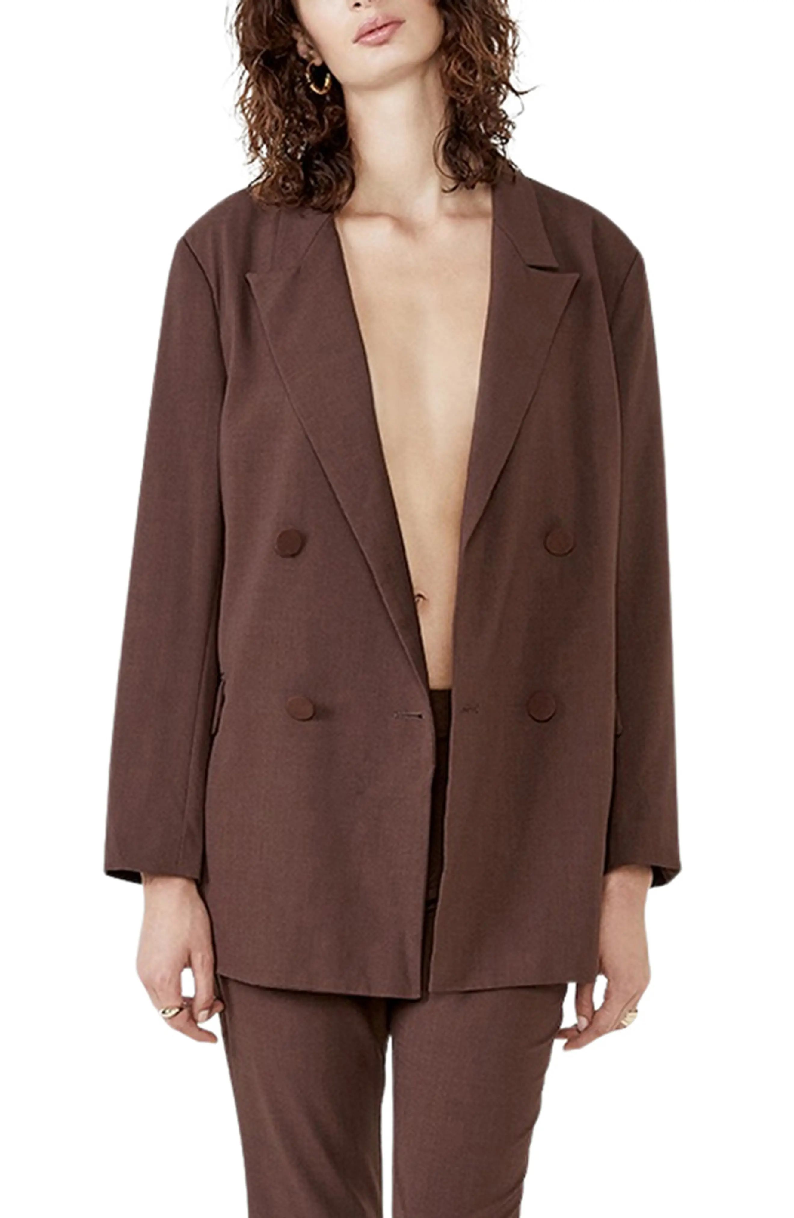 Bardot The Oversize Blazer, Size X-Small in Chocolate at Nordstrom | Nordstrom