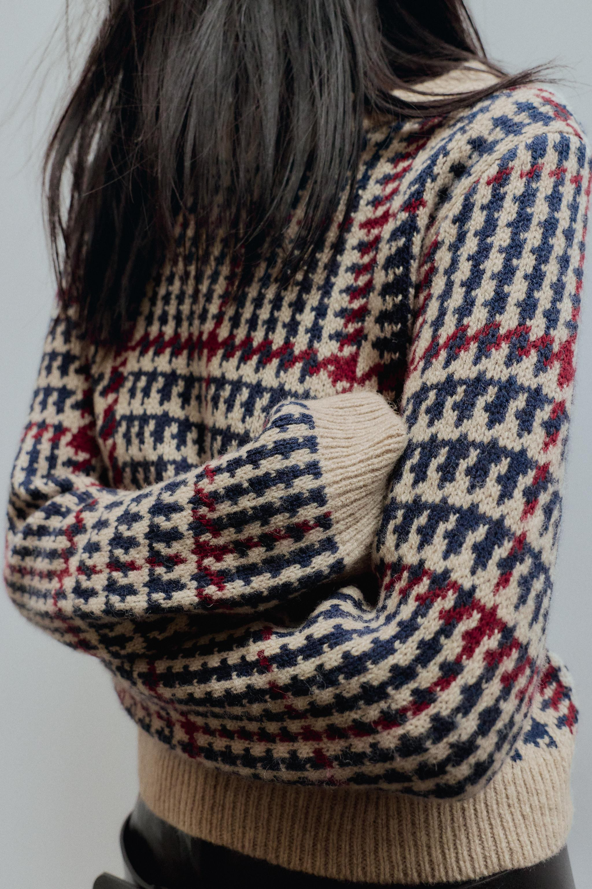 HOUNDSTOOTH WOOL JUMPER | Zara US