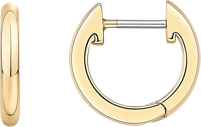 PAVOI 14K Gold Plated Cuff Earrings Huggie Stud | Small Hoop Earrings for Women | Amazon (US)