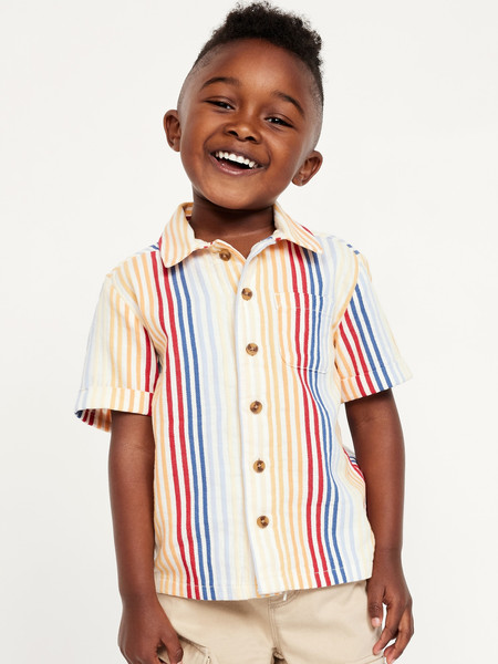 Embroidered Short-Sleeve Linen-Blend Shirt for Toddler Boys | Old Navy (US)