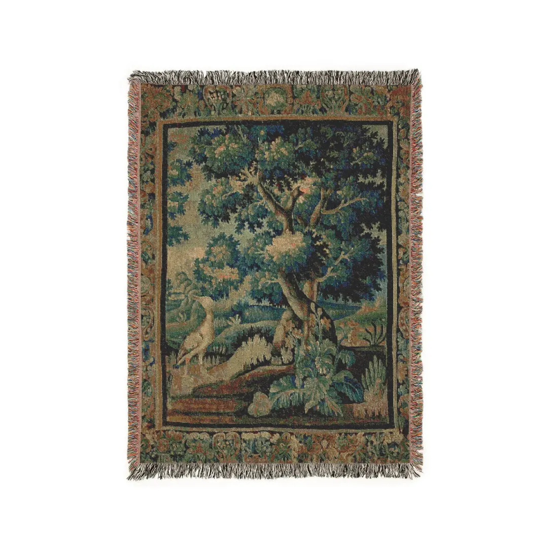 Aubusson Tapestry French Woven Blanket, Verdure With Goose Old Money Home Decor Throw Antique Sty... | Etsy (US)