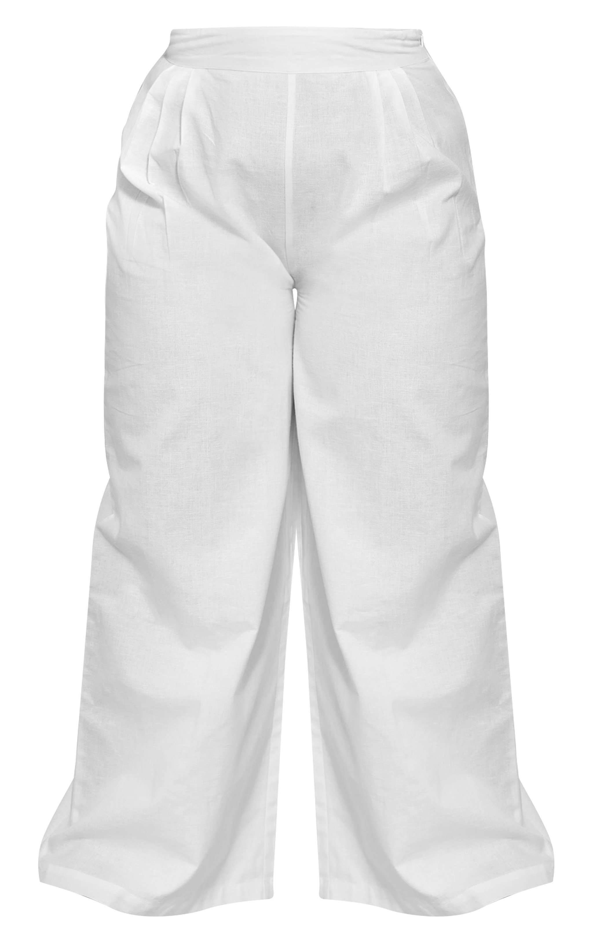 Plus White Wide Leg Linen Look Pants | PrettyLittleThing US