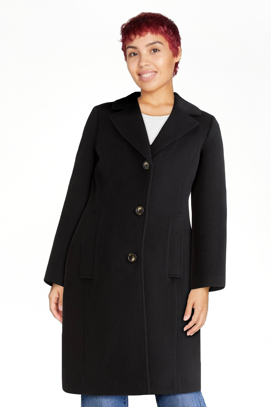 Time and Tru Women's and Women's Plus Faux Wool Boyfriend Coat, Sizes XS-2X | Walmart (US)