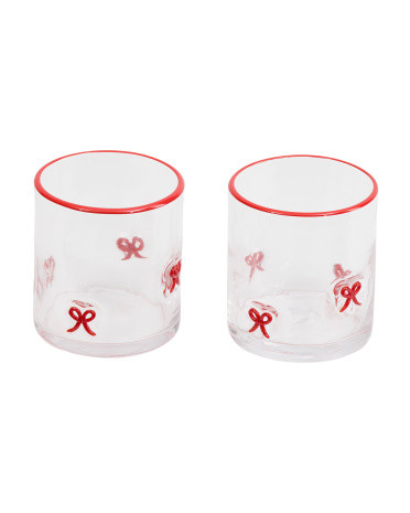 Set Of 2 Bow Double Old Fashioned Glasses | TJ Maxx
