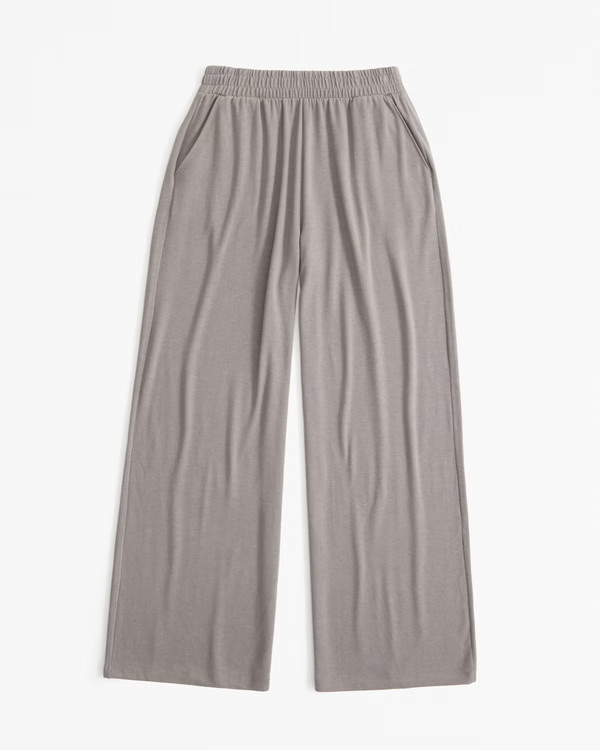 Women's Cozy Cloud Knit Wide Leg Pant | Women's Bottoms | Abercrombie.com | Abercrombie & Fitch (US)