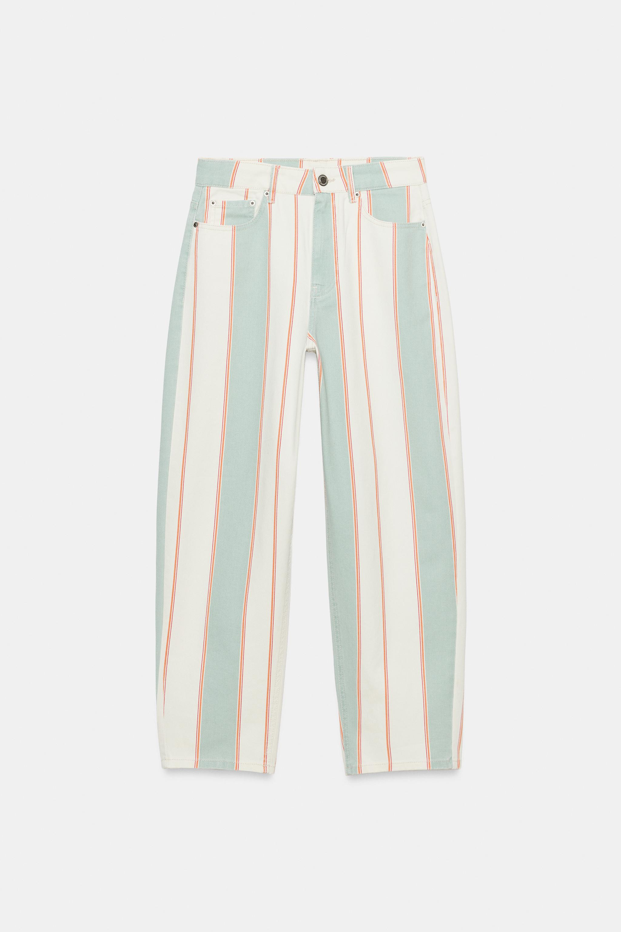 ZW COLLECTION MID-RISE STRIPED TAPERED JEANS | Zara US