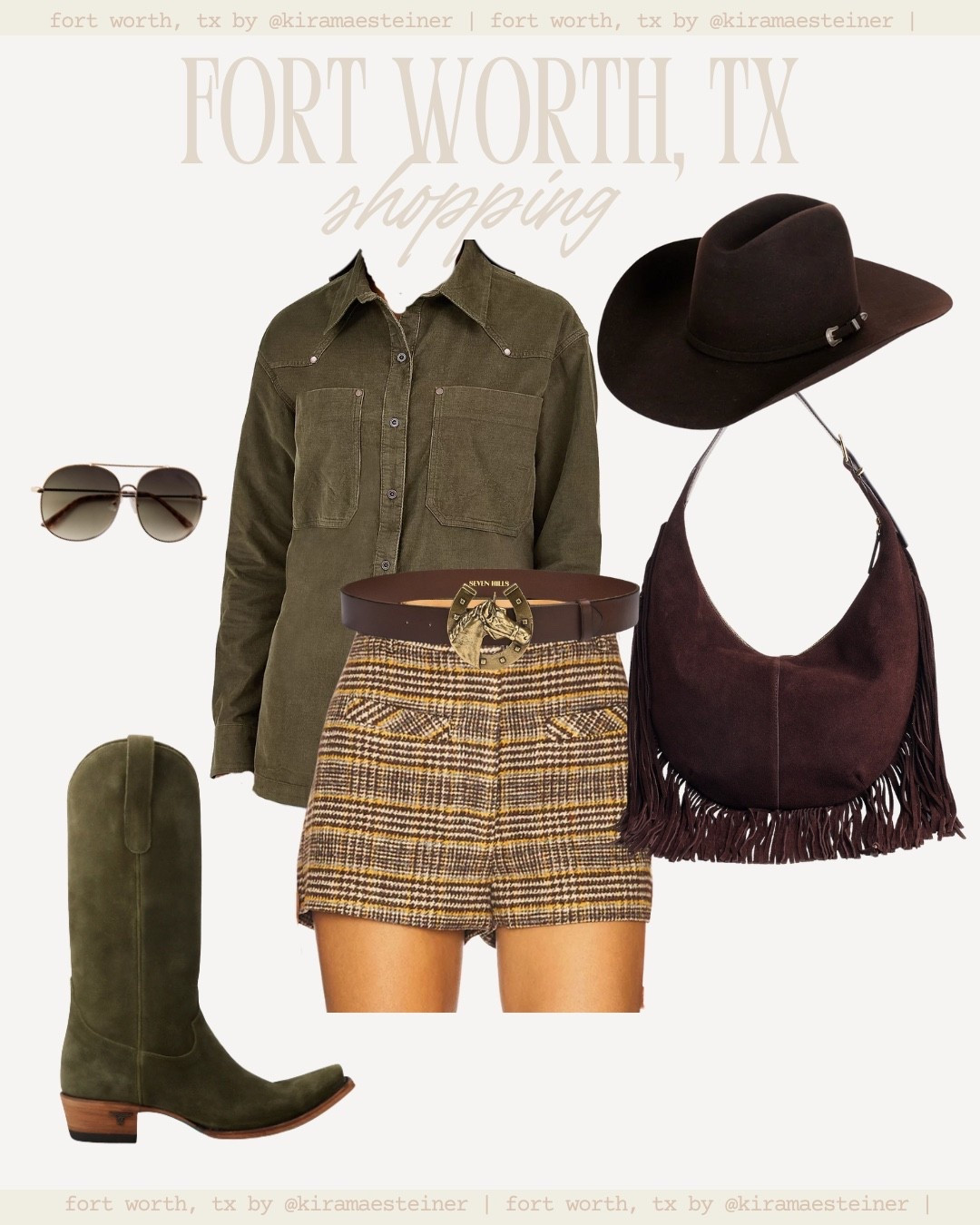 shorts in a size small, top in a size small, code KIRA for olive suede boots, fringe pure on sale! 
fort worth stockyards outfit 
NFR outfit 

#LTKItBag #LTKTall #LTKootd