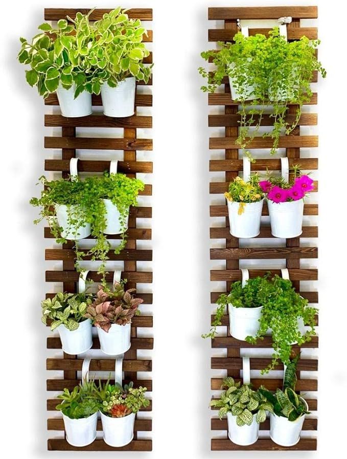 ShopLaLa Wall Planter - 2 Pack, Wooden Hanging Large Planters for Indoor Outdoor Plants, Live Ver... | Amazon (US)