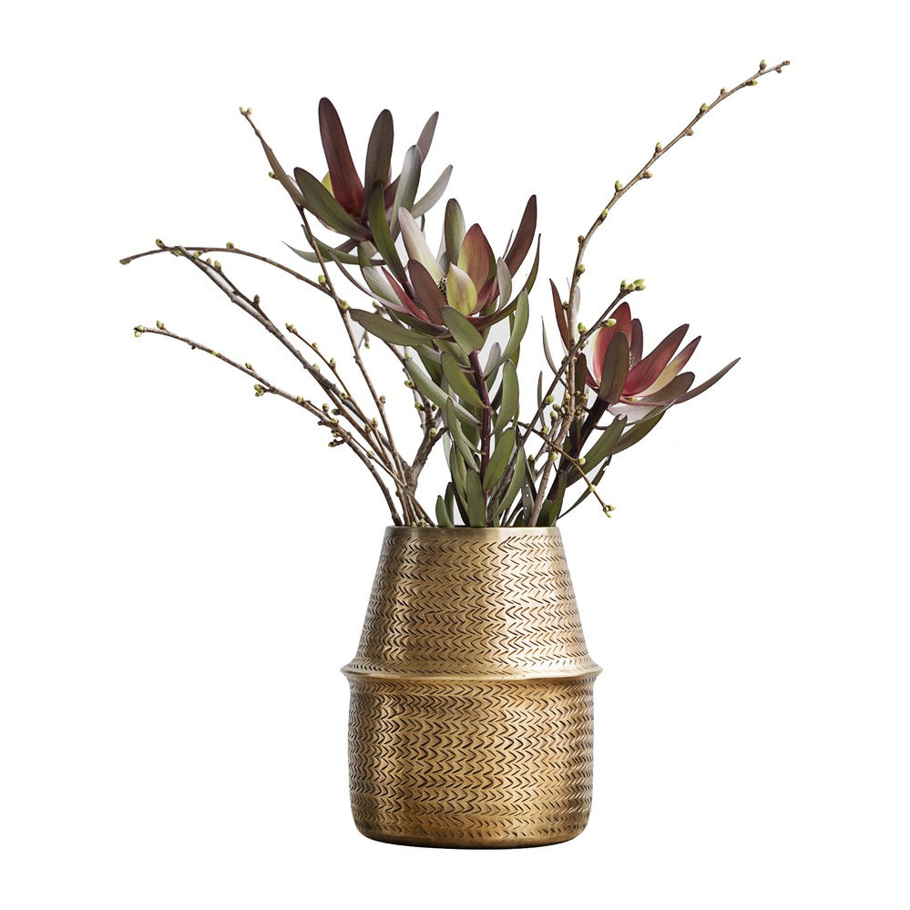 Buy House Doctor Rattan Brass Planter - 19cm | AMARA | Amara (UK)