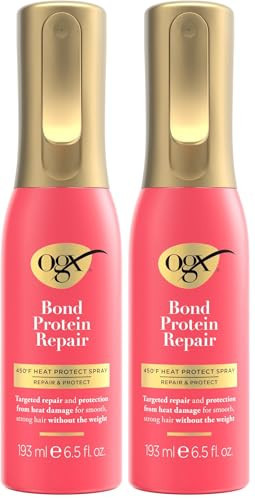 OGX Repair & Protect Bond Protein Repair 450°F Heat Protect Spray, Thermal Protection Spray for Targeted Damage Repair & Protection from Heat Damage, 6.5 fl. oz (Pack of 2) | Amazon (US)